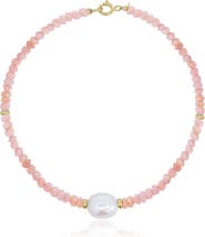 The Lovery Fine Jewelry Pink Opal Bead Pearl Bracelet