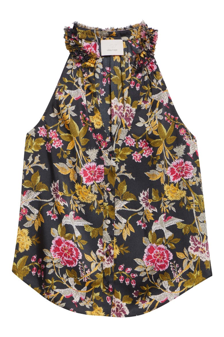 Hannah Jessie Floral Sleeveless Silk Top, Alternate, color, BLACK MULTI