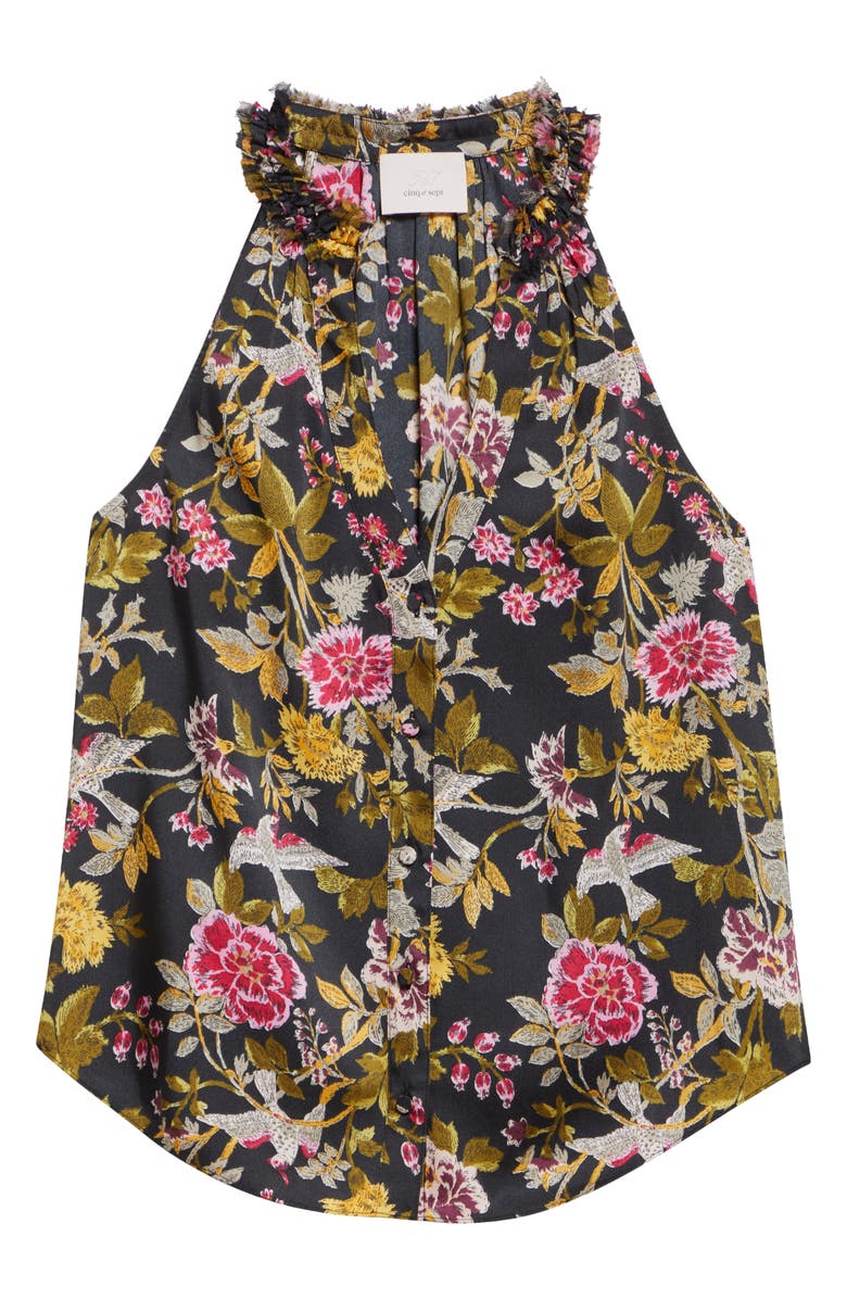 Cinq à Sept Hannah Jessie Floral Sleeveless Silk Top, Alternate, color, Black Multi