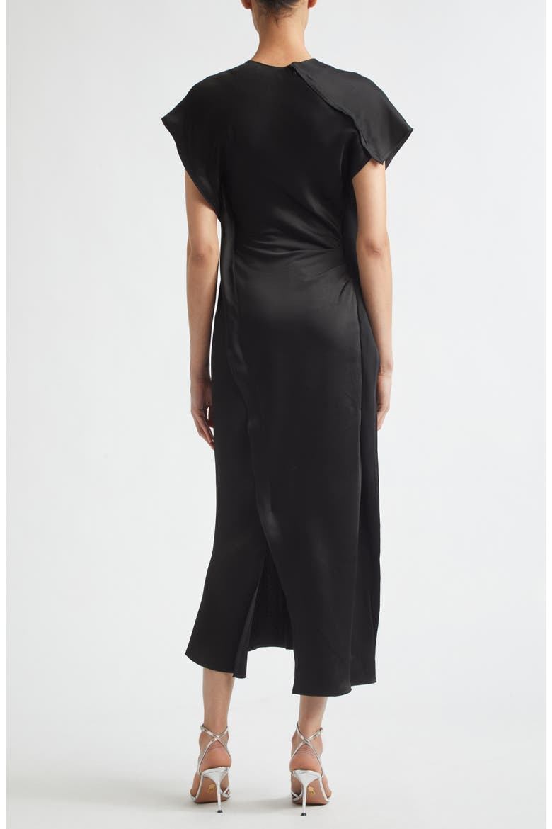Victoria Dolman Sleeve Asymmetric Midi Dress, Alternate, color, BLACK