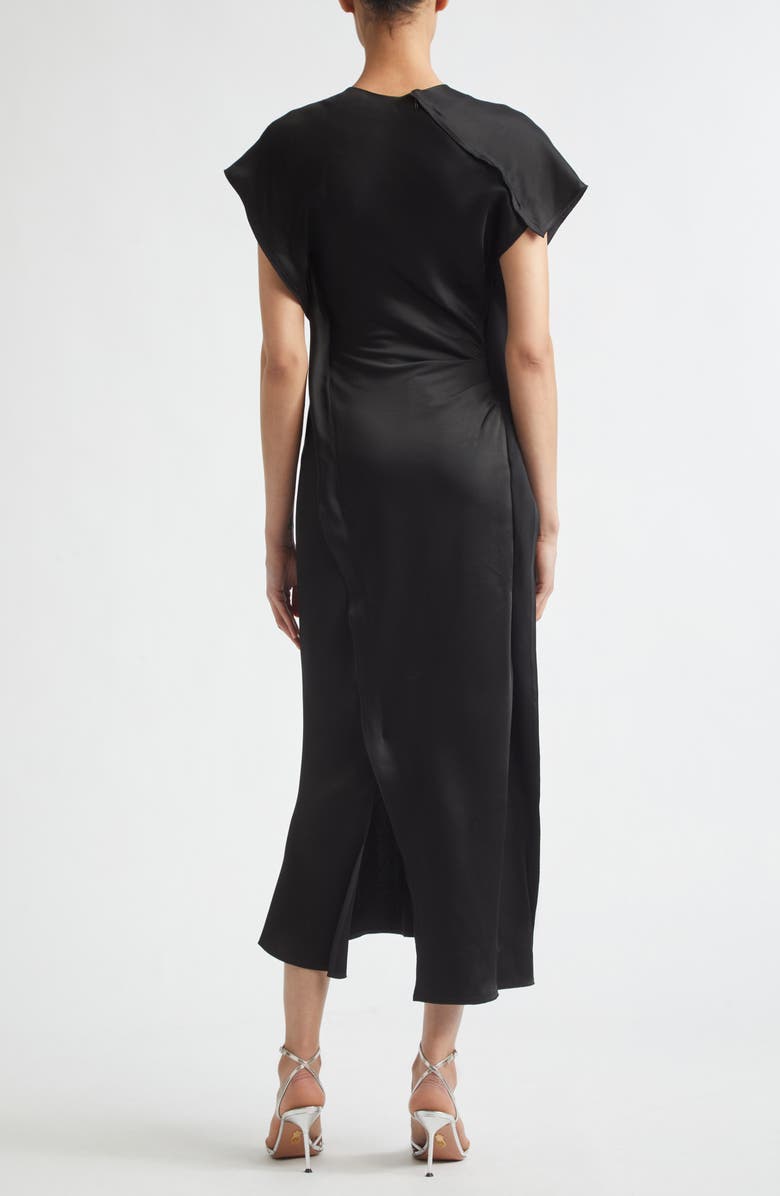 Victoria Beckham Victoria Dolman Sleeve Asymmetric Midi Dress, Alternate, color, Black
