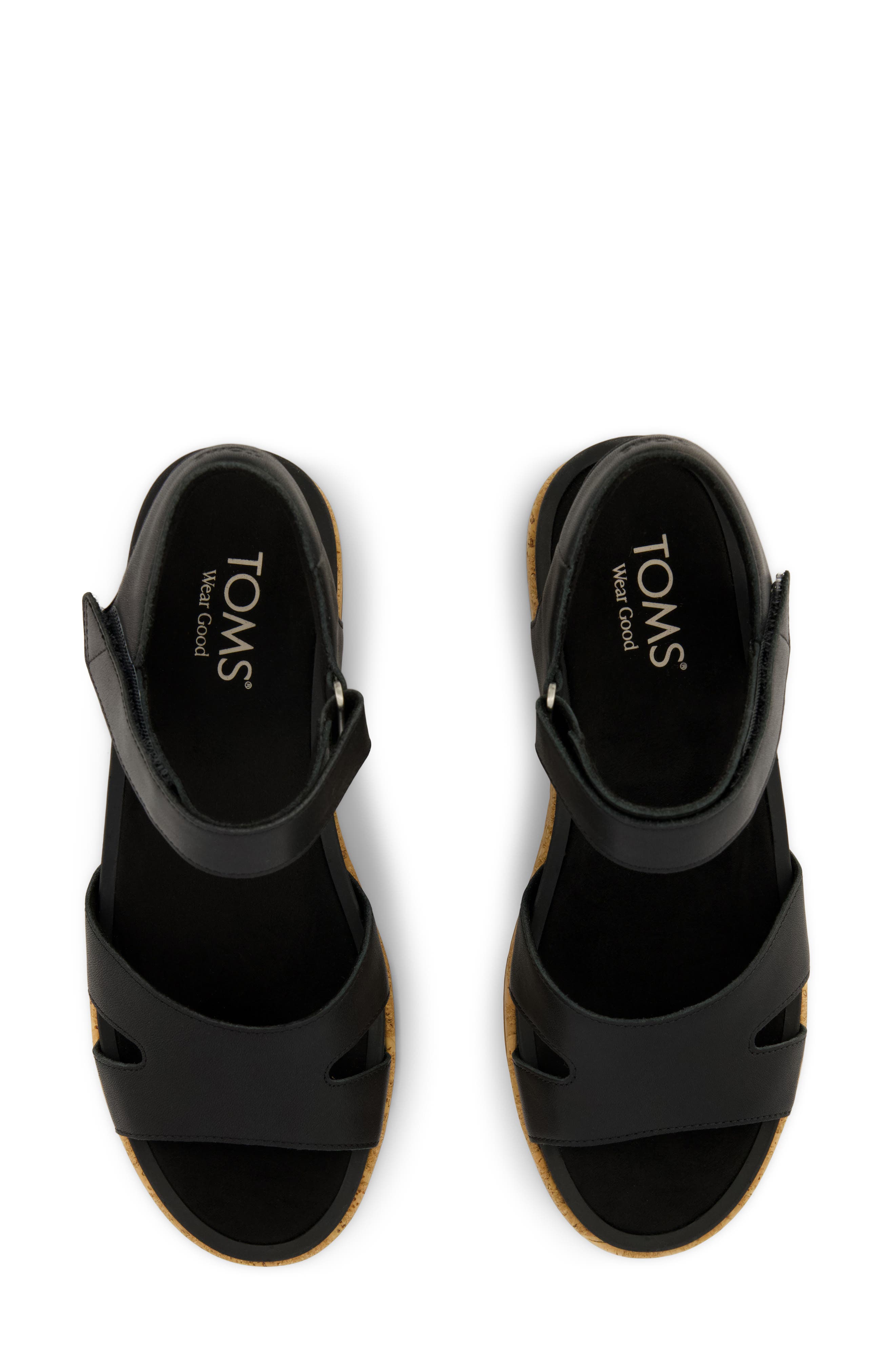 Alana Wedge Sandal, Alternate, color, BLACK/ CORK
