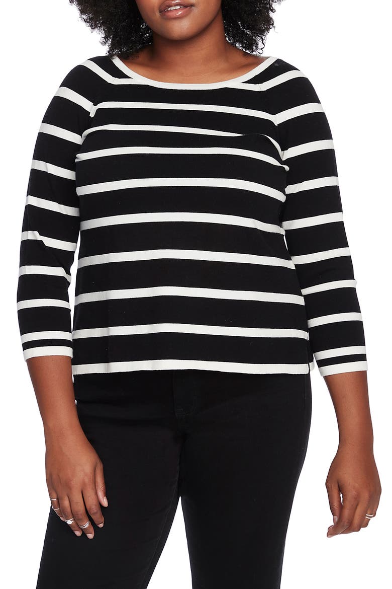 Stripe Jersey Sweater, Main, color, RICH BLACK