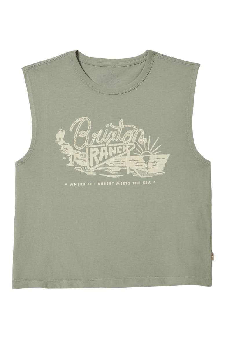 Ranch Logo Cotton Graphic Muscle Tank, Alternate, color, SAGE GREEN