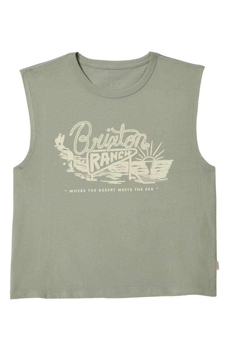 Brixton Ranch Logo Cotton Graphic Muscle Tank, Alternate, color, Sage Green