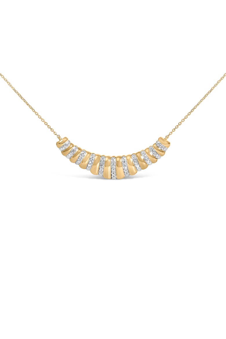 Gold Vermeil 1/10 Cttw Diamond Bold Ribbed Pendant Necklace, Alternate, color, Silver