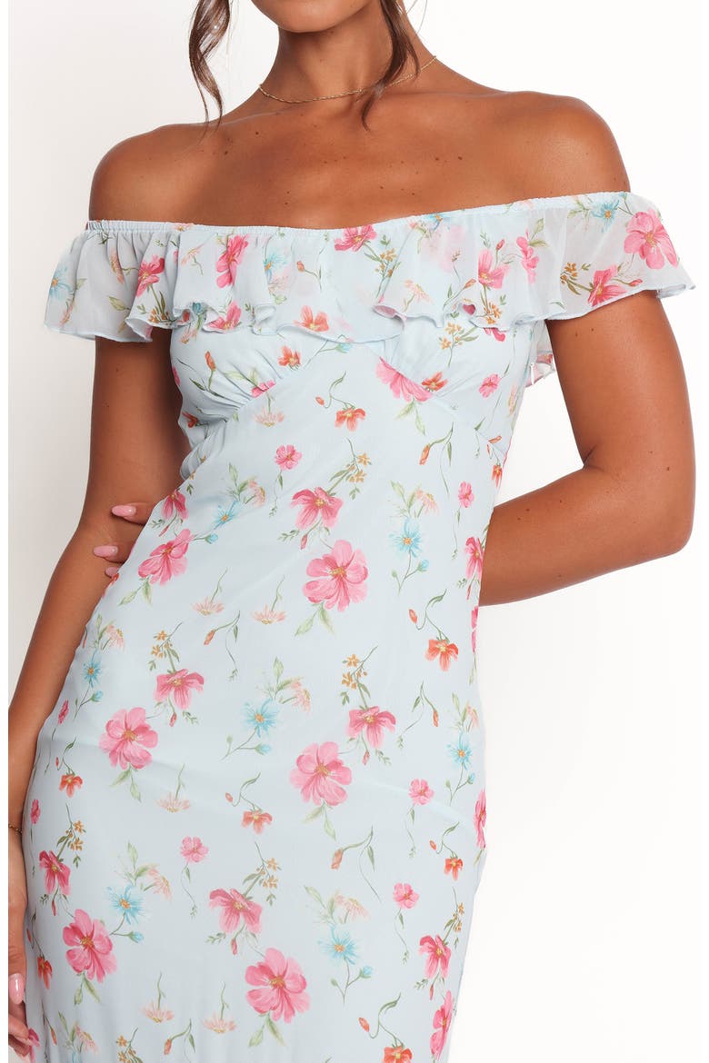 Irelynn Off the Shoulder Maxi Dress, Alternate, color, BLUE FLORAL