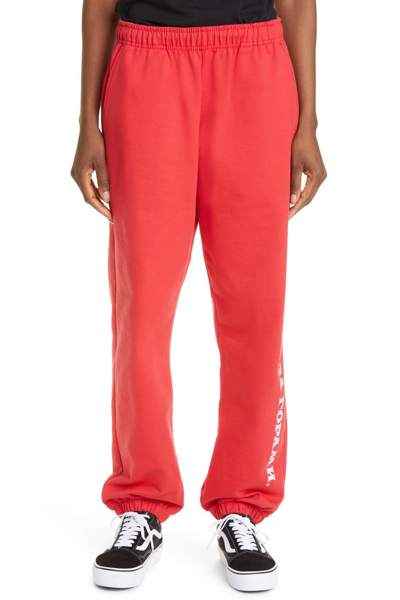 Unisex Print Track Sweatpants, Main, color, RED