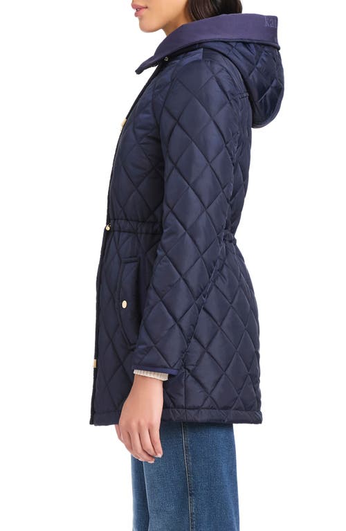 Kate Spade New York Water Resistant Hooded Quilted Jacket In Blue