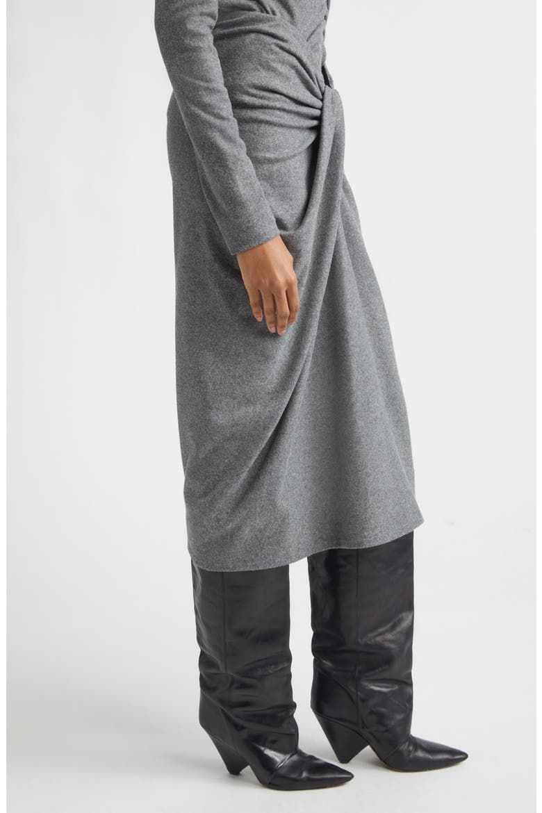 Jeldia Twisted Front Midi Skirt, Alternate, color, GREY
