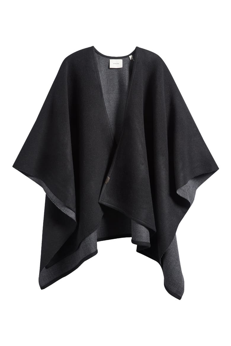 Wool & Cashmere Cape, Main, color, BLACK