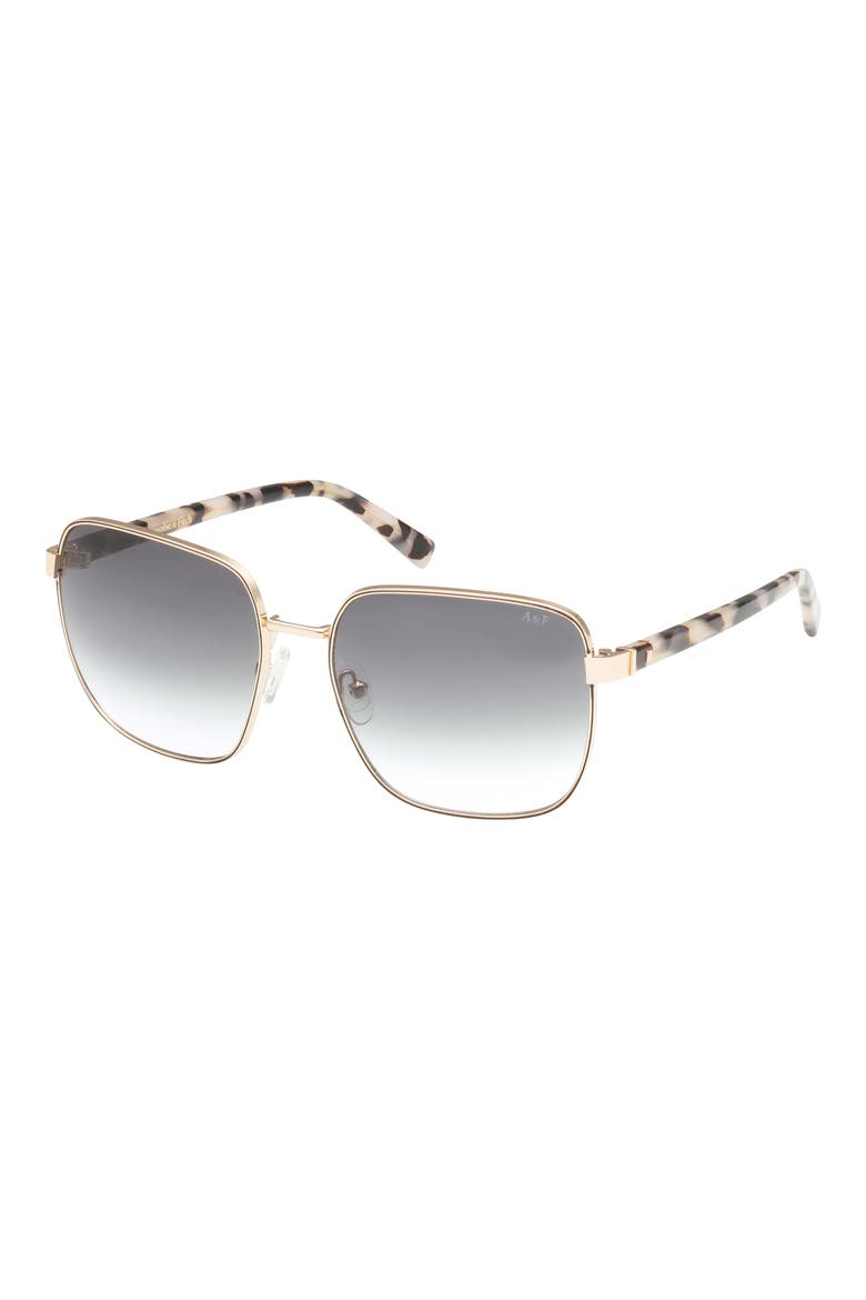 58mm Square Sunglasses, Alternate, color, GOLD / SMOKE GRADIENT LENS