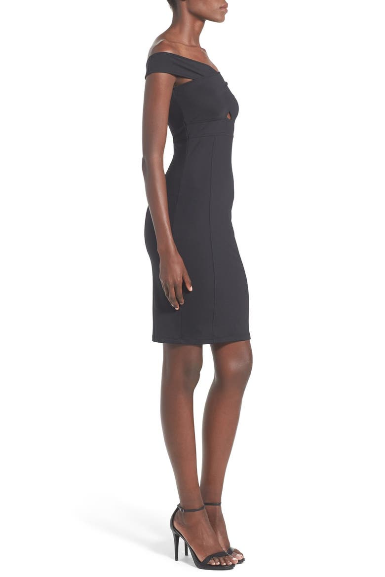 Off the Shoulder Body-Con Dress, Alternate, color, BLACK