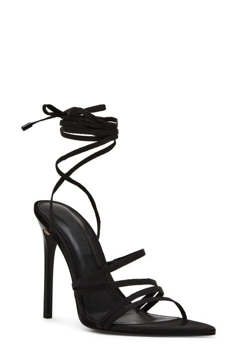 Small black strappy fashion heels