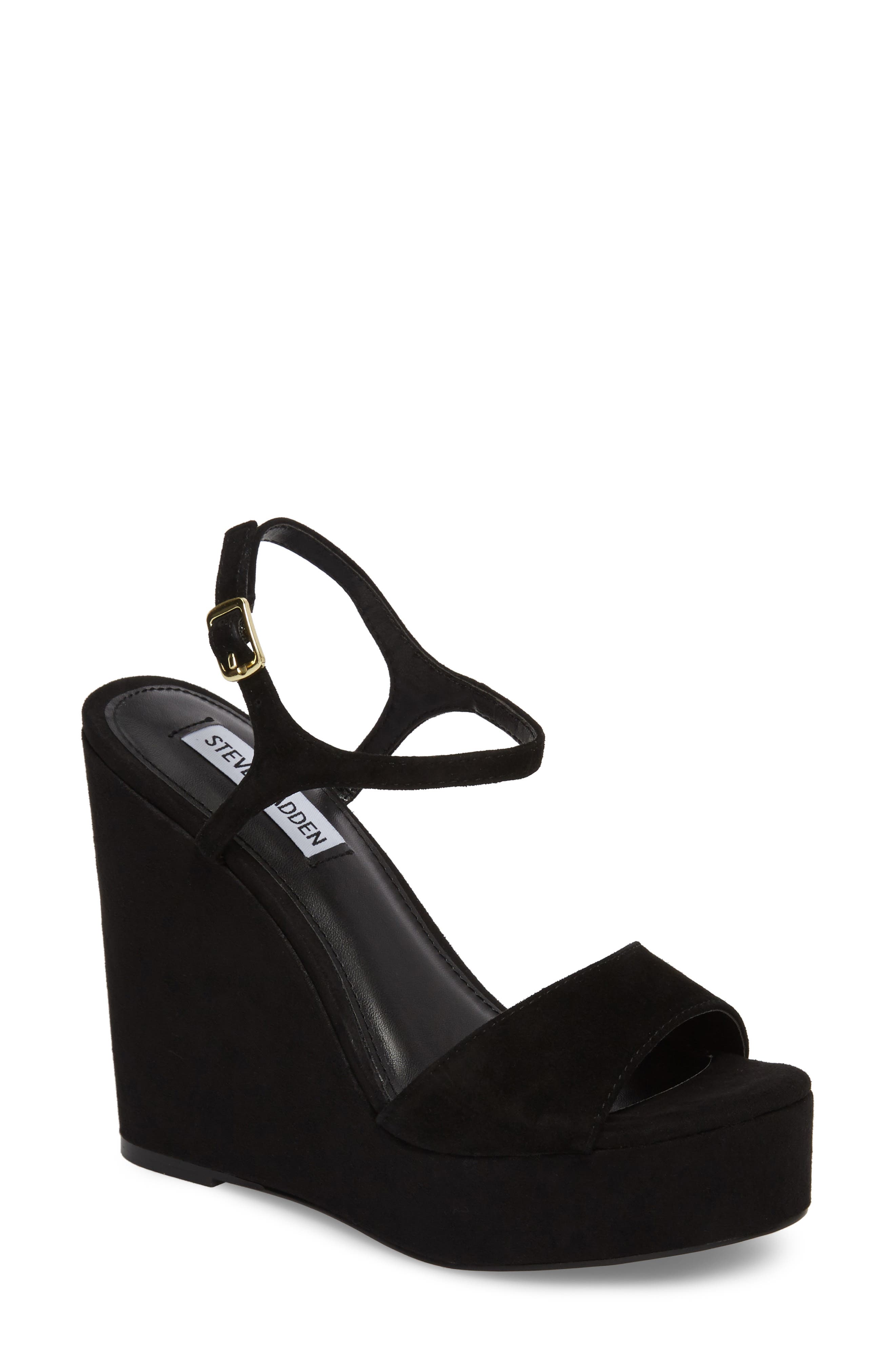 Truce Wedge Sandal, Main, color, BLACK SUEDE