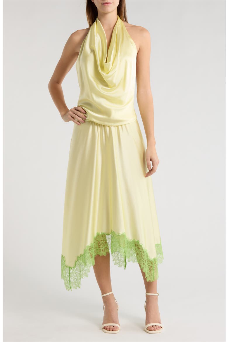 Elira Cowl Halter Neck Midi Dress, Main, color, KEY LIMES