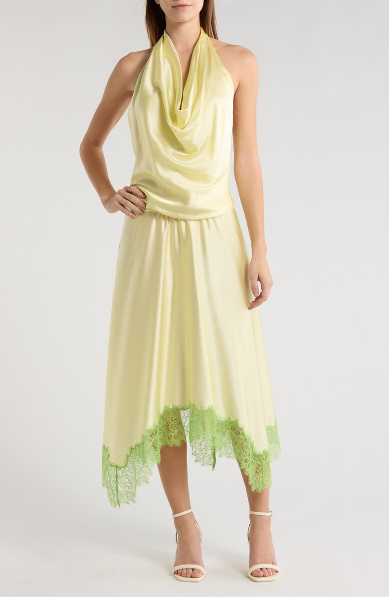 STAUD Elira Cowl Halter Neck Midi Dress, Main, color, Key Limes