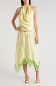 STAUD Elira Cowl Halter Neck Midi Dress