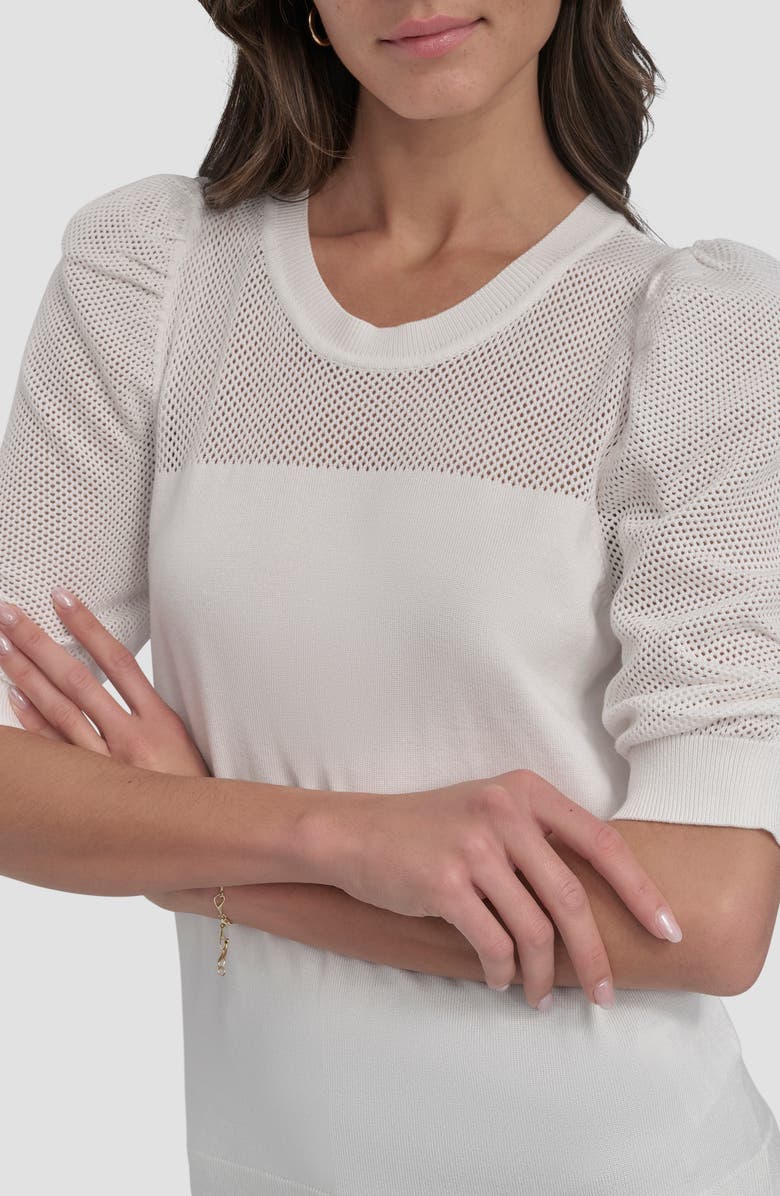 DKNY Puff Sleeve Sweater, Alternate, color, Ivory
