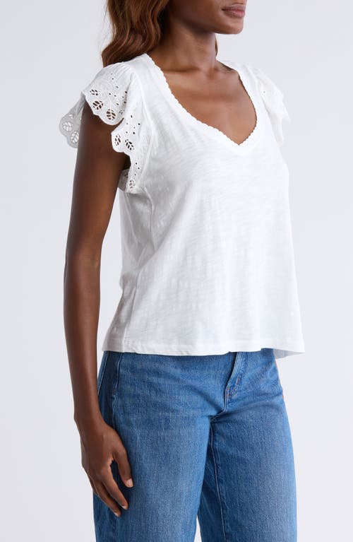 Wit & Wisdom Eyelet Flutter Sleeve Jersey T-shirt
