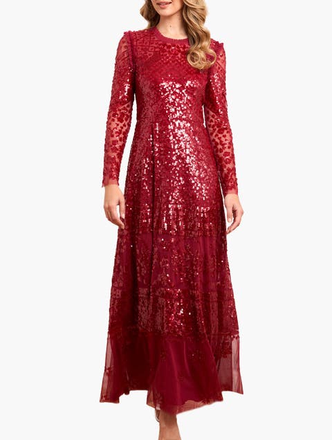 Aurora Long Sleeve Round Neck Gown