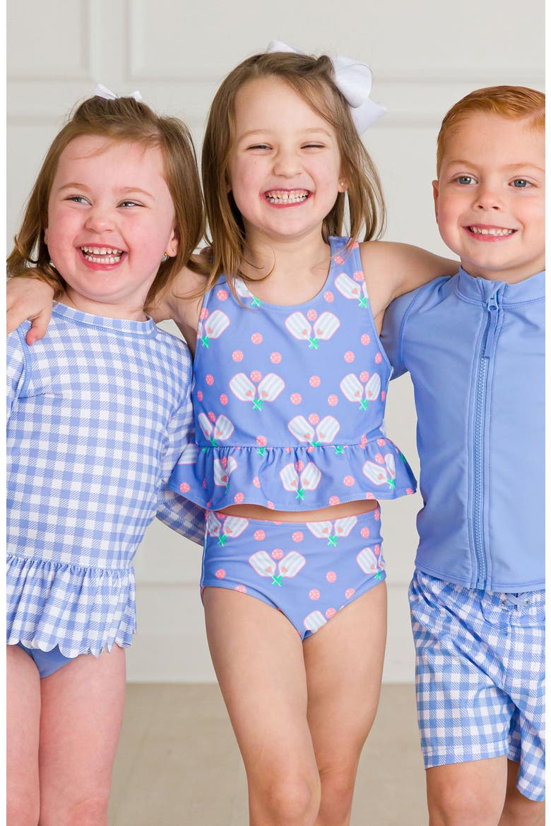 Kids' Pickleball Playtime Reversible Two-Piece Swimsuit, Alternate, color, BLUE/ PINK