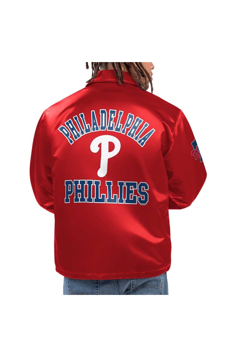 STARTER Men's Starter Red Philadelphia Phillies Option Route Satin Full-Snap Jacket, Alternate, color, 