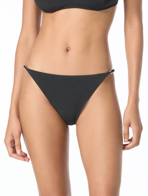 Oval Link Crepe Solids Bikini Swim Bottom