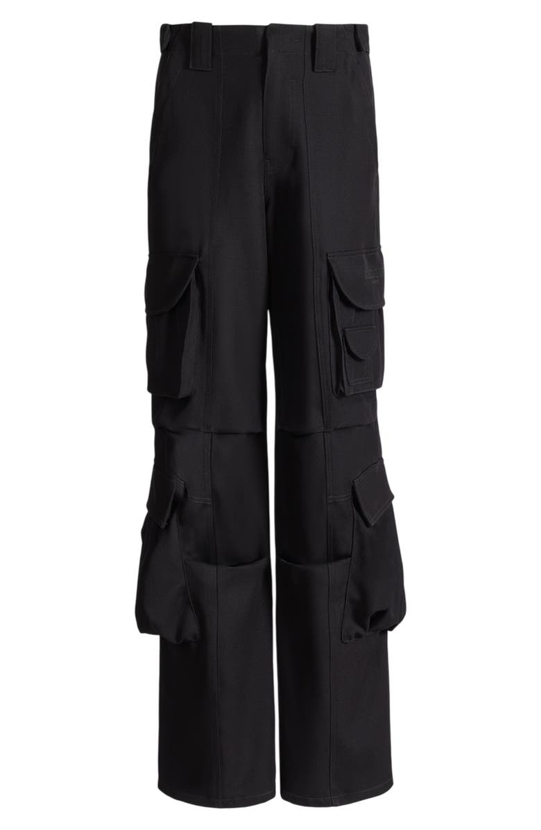 Balmain Wool twill cargo pants, Alternate, color, Black