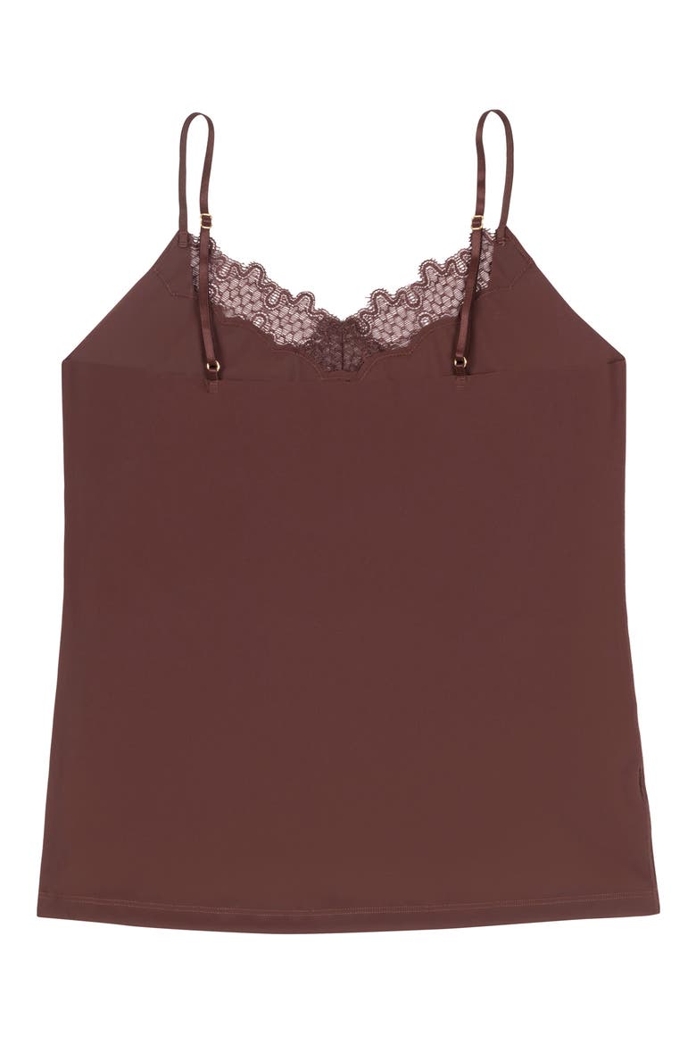 Soft Seamless Camisole with Lace, Alternate, color, CHOCOLATE