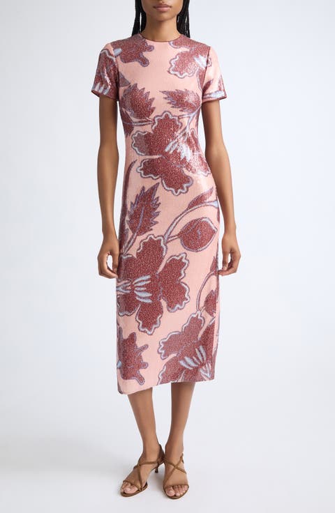 Amelie Floral Sequin Sheath Dress
