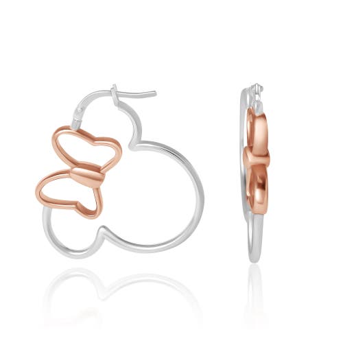 Disney Minnie Mouse Outline Hoop Earrings In Metallic