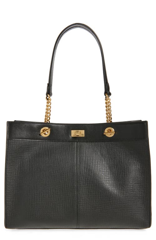 Anya Hindmarch Small Mortimer Eyelet Chain Crosshatch Leather Tote In Black