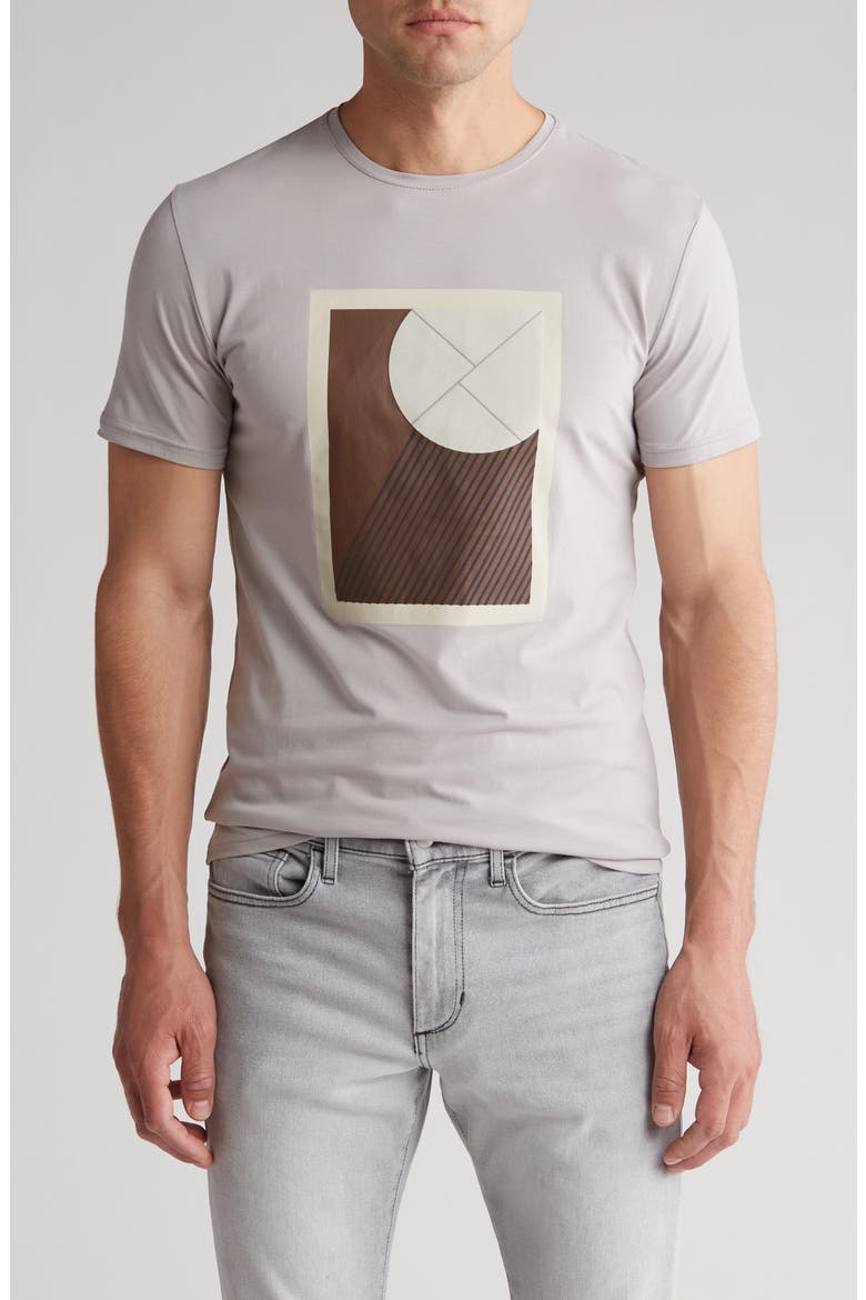 3D Abstract Graphic Print T-Shirt, Main, color, COOL GREY