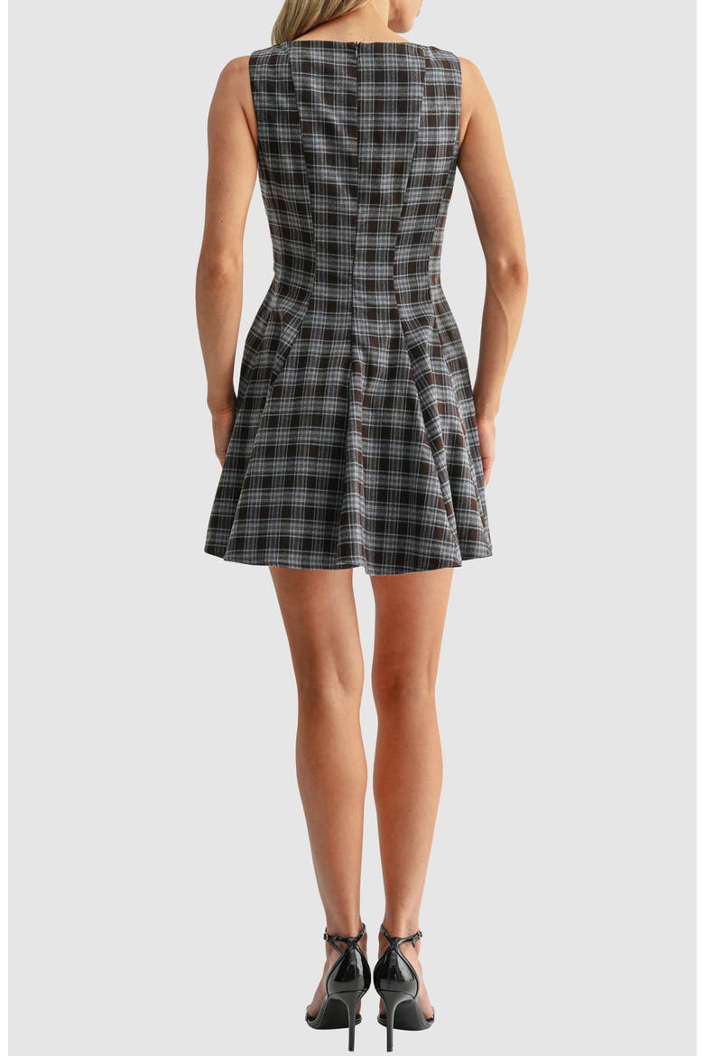 Plaid Minidress, Alternate, color, BROWN BLUE PLAID