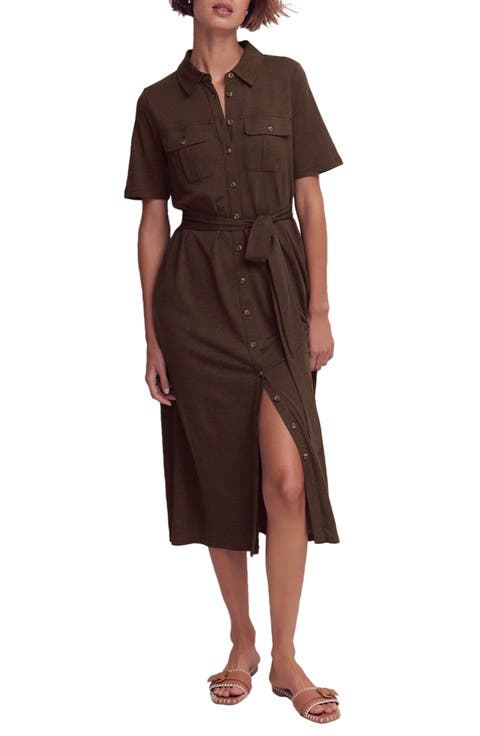 Mavis Belted Jersey Midi Shirtdress