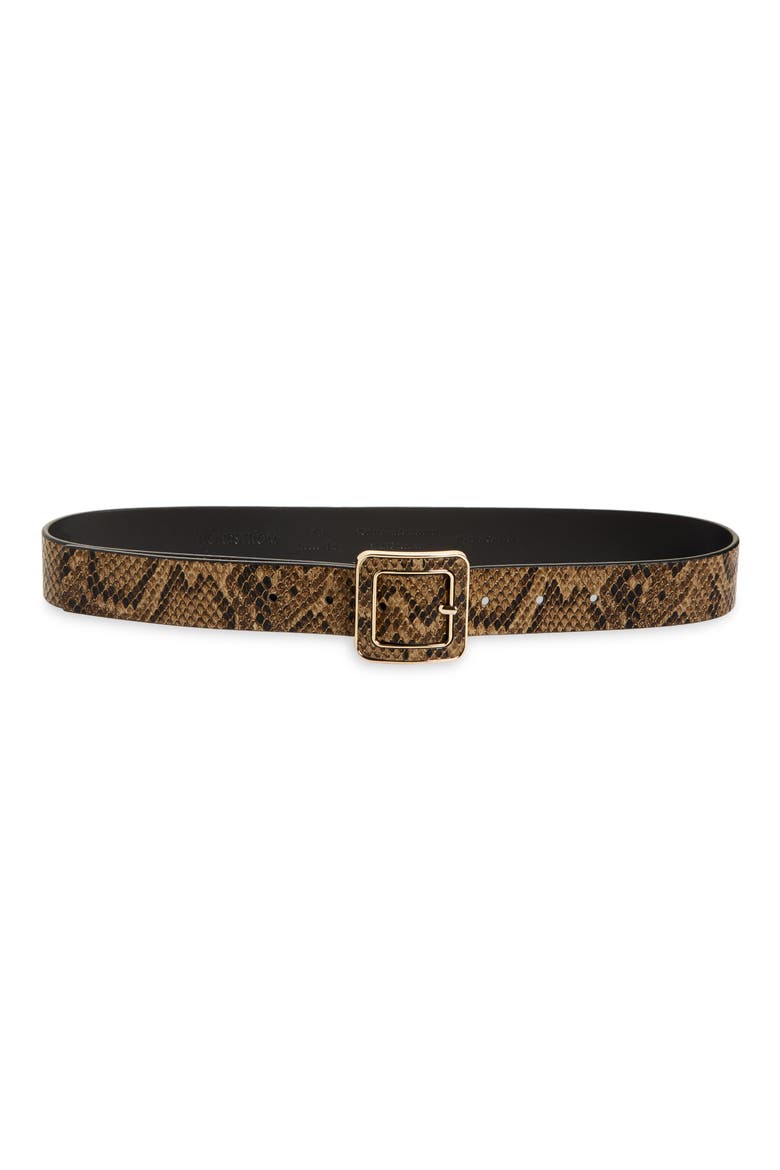 Mila Snake Embossed Leather Belt, Main, color, NATURAL SNAKE