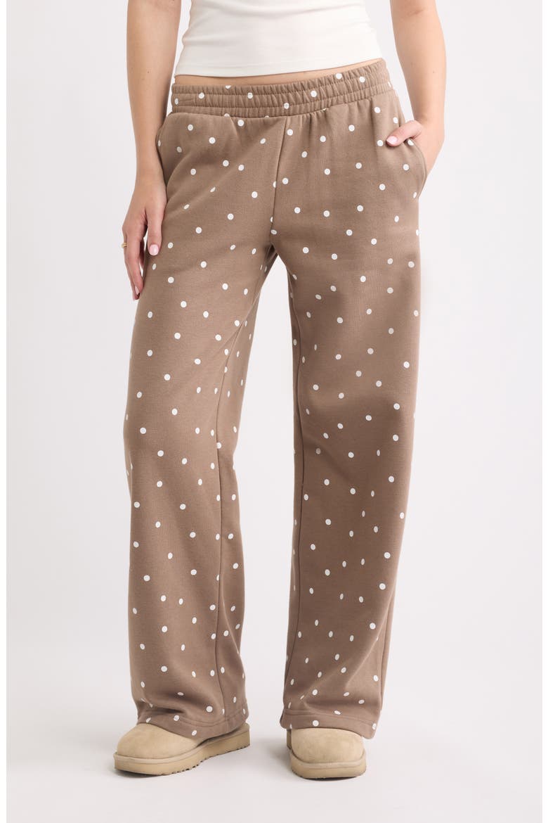 Printed Baggy Sweatpants, Main, color, BROWN T- WHITE COZY DOT