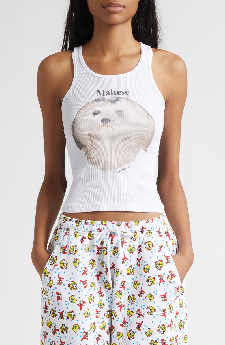 Ashley Williams Maltese Rib Graphic Tank, Main, color,