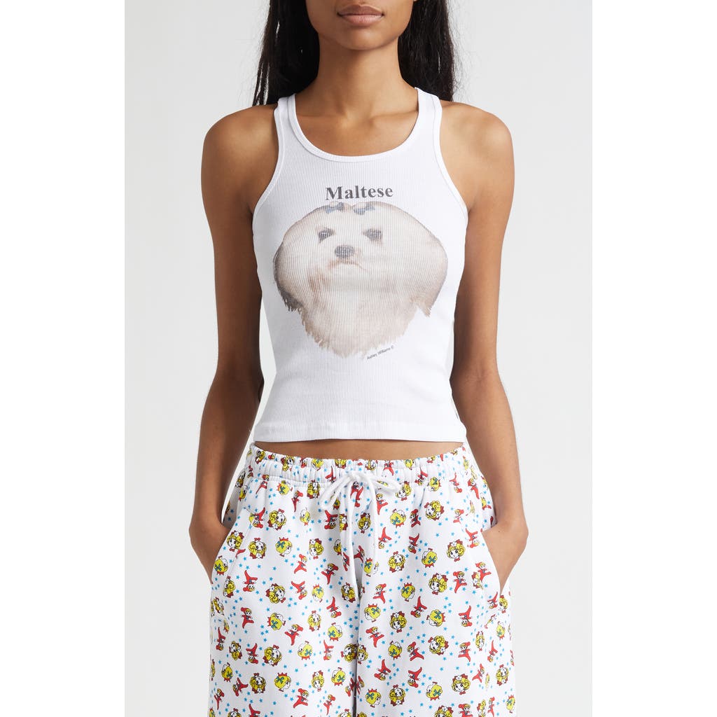 Ashley Williams Maltese Rib Graphic Tank in White  product