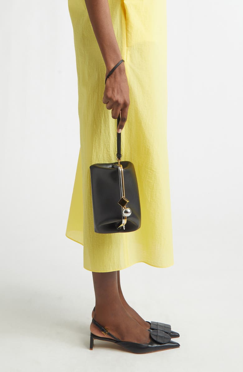 Jacquemus Le Berlingot Leather Frame Handbag, Alternate, color, Black 990