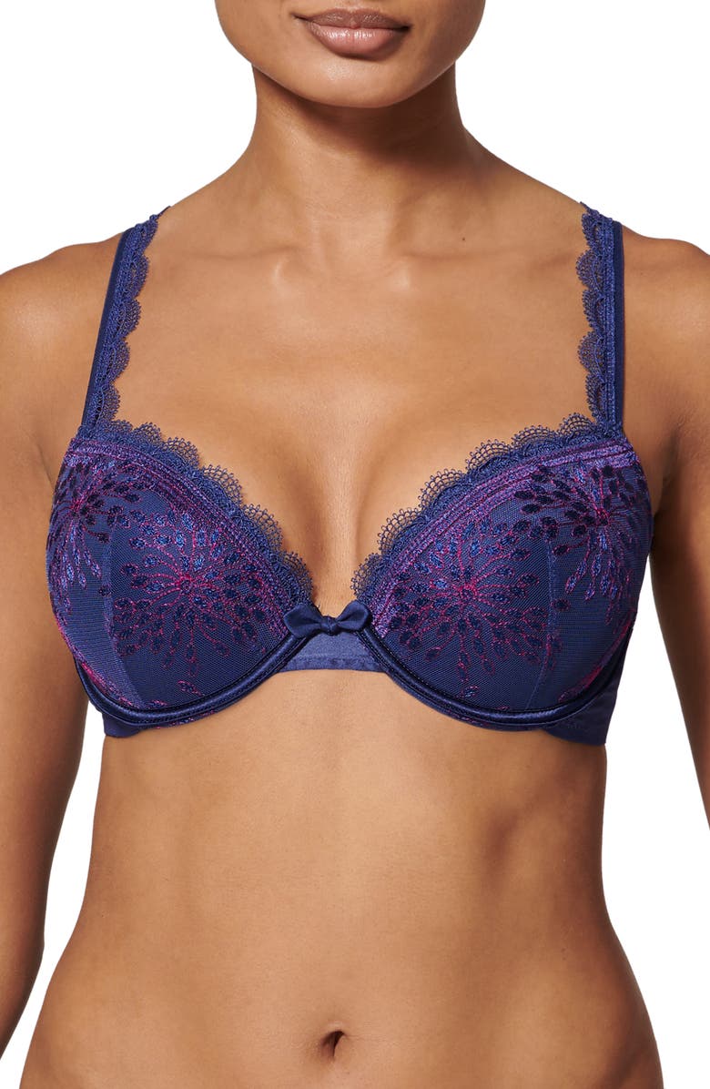 Simone Perele Singuliere Underwire Padded Push-Up Bra, Main, color, Midnight