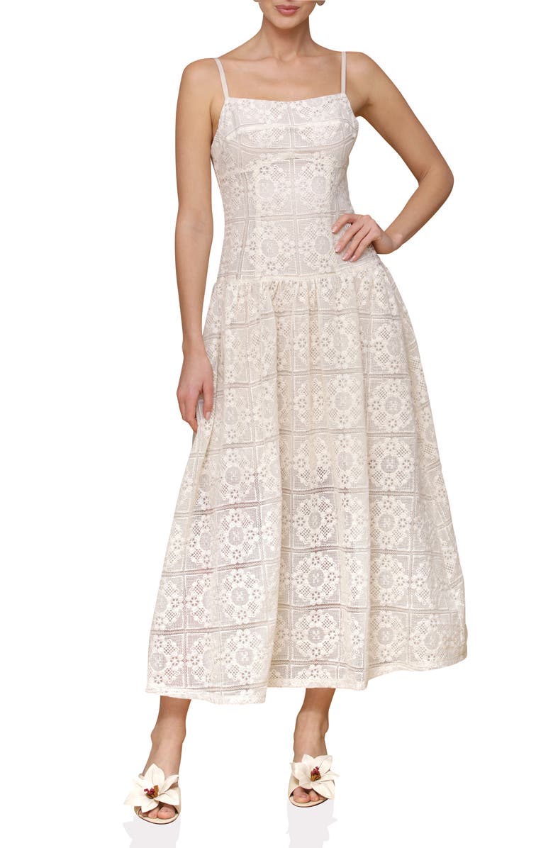 Avec Les Filles Lace Drop Waist Dress, Main, color, Natural