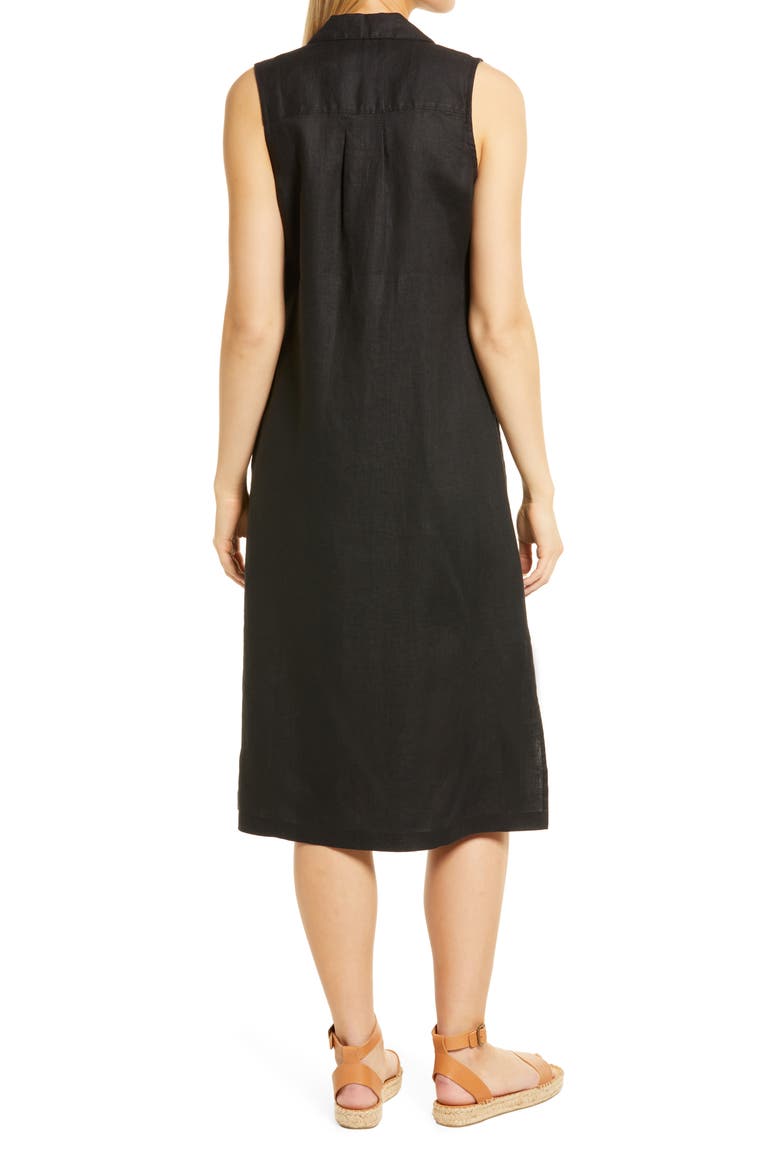 Two Palms Linen Shirtdress, Alternate, color, BLACK