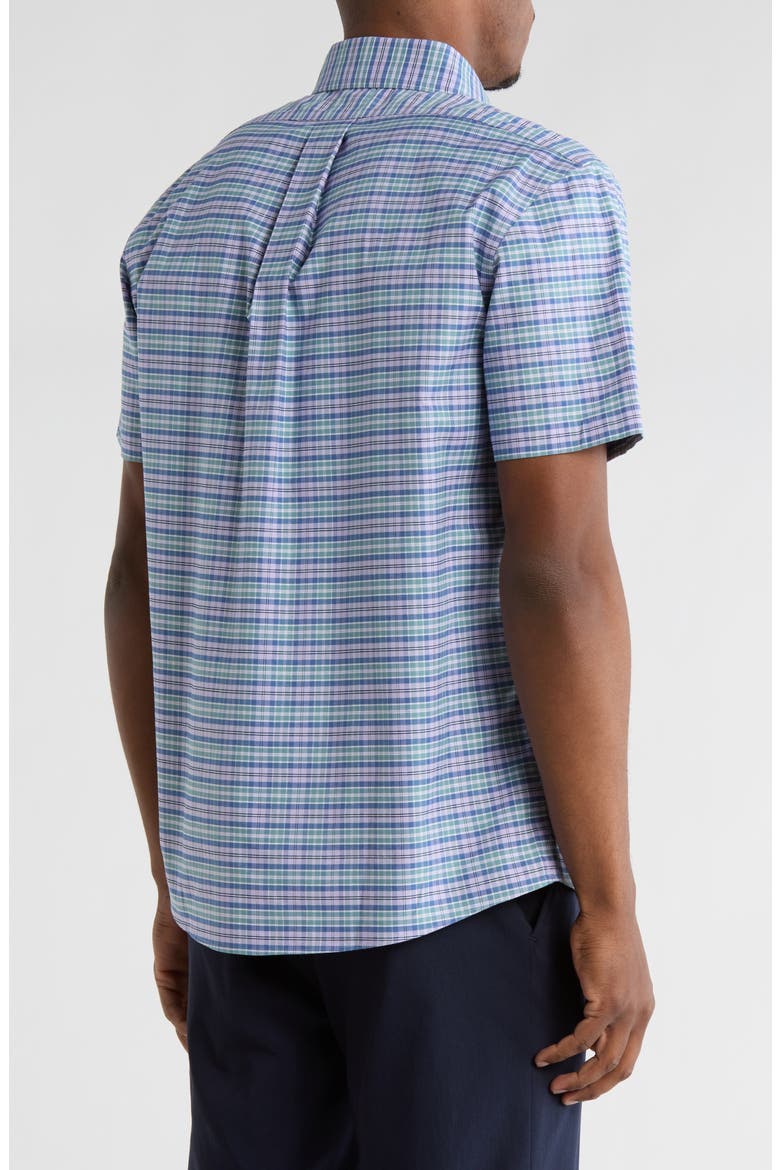 Regular Fit Non-Iron Stretch Oxford Short Sleeve Button-Down Shirt, Alternate, color, LAVENDER ARCTIC PLAID
