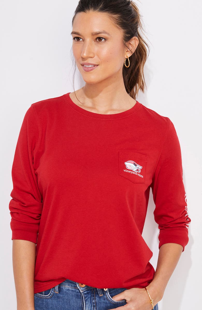 vineyard vines Mrs. Claus Whale Long Sleeve Graphic Pocket Tee, Alternate, color, 