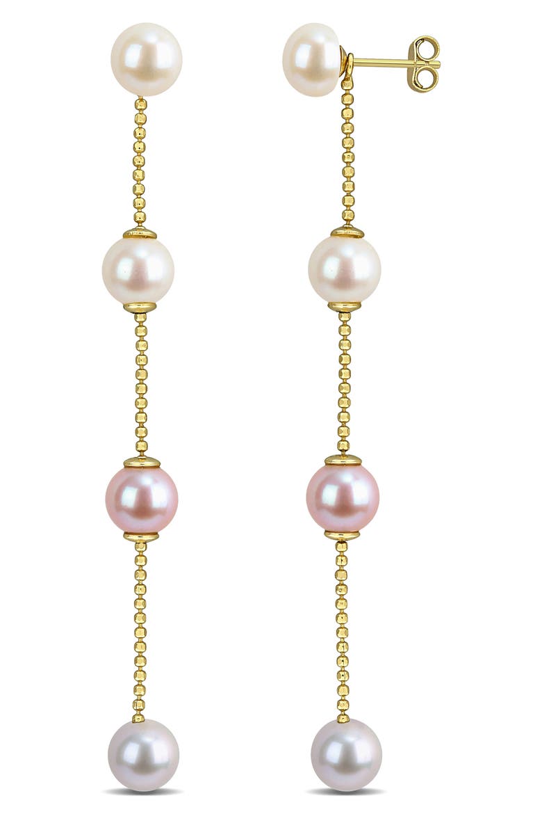Cultured Pearl Drop Earrings, Alternate, color, GOLD
