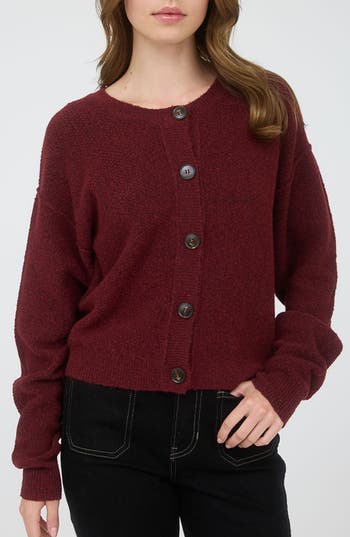 Blu Pepper Crewneck Button Down Cardigan In Multi