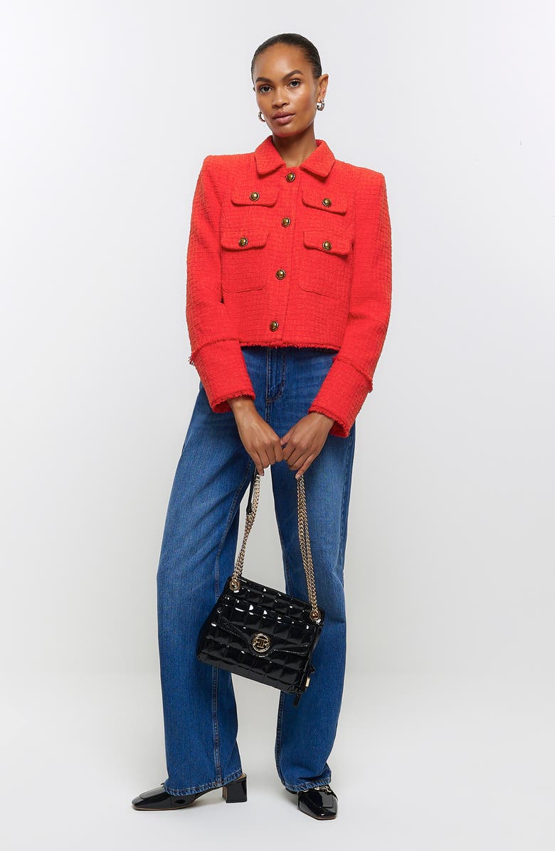 River Island Trophy Bouclé Blazer, Alternate, color, 