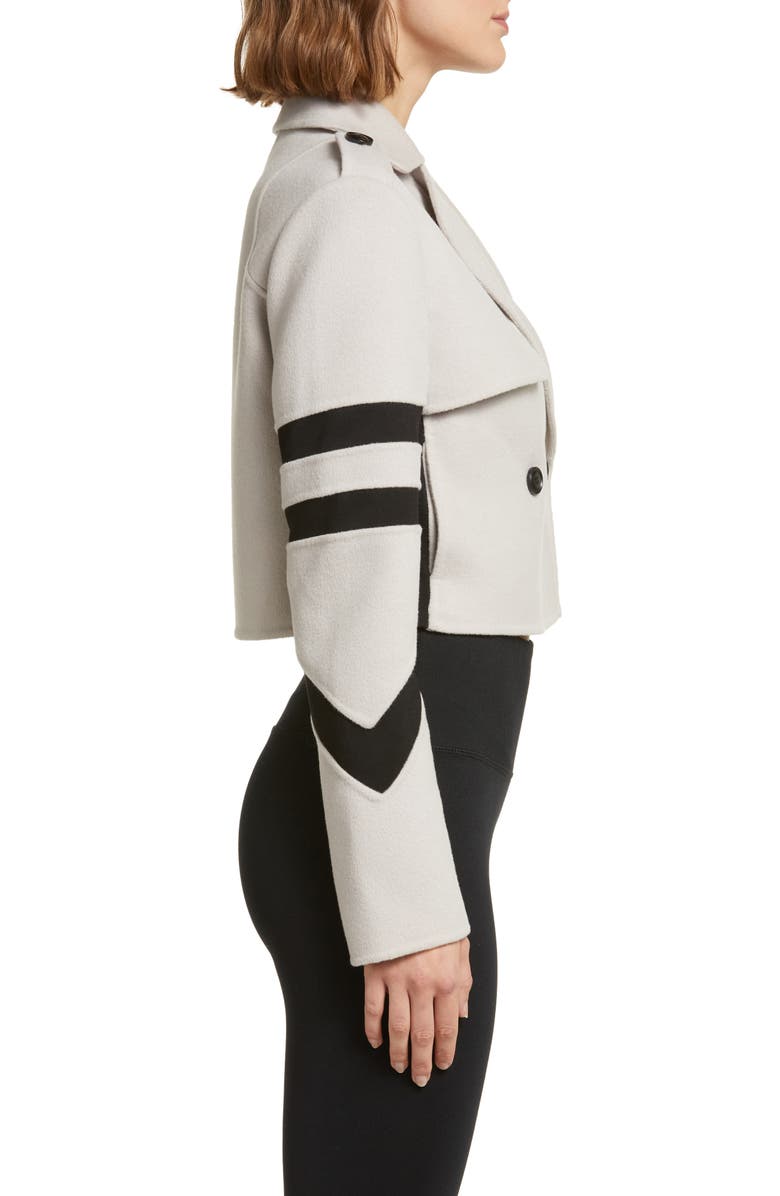 Blanc Noir Handmade Double Breasted Wool Crop Jacket, Alternate, color,